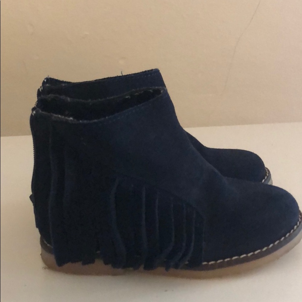 Zara suede Navy blue fringe boots